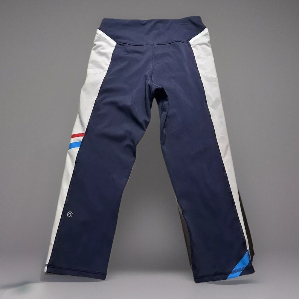 Champion High Rise 20" Training Leggings Blue white Size M Yoga Capri